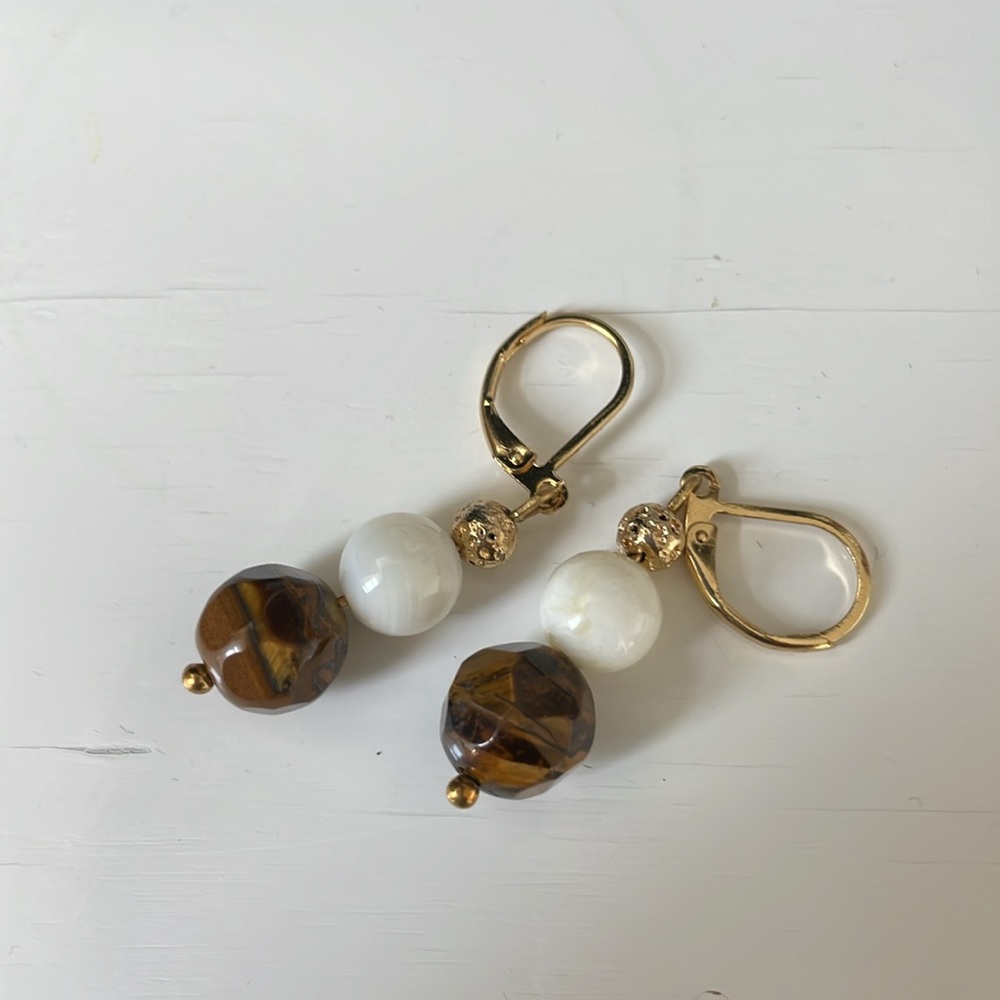 Dangle Stone Bead Earrings